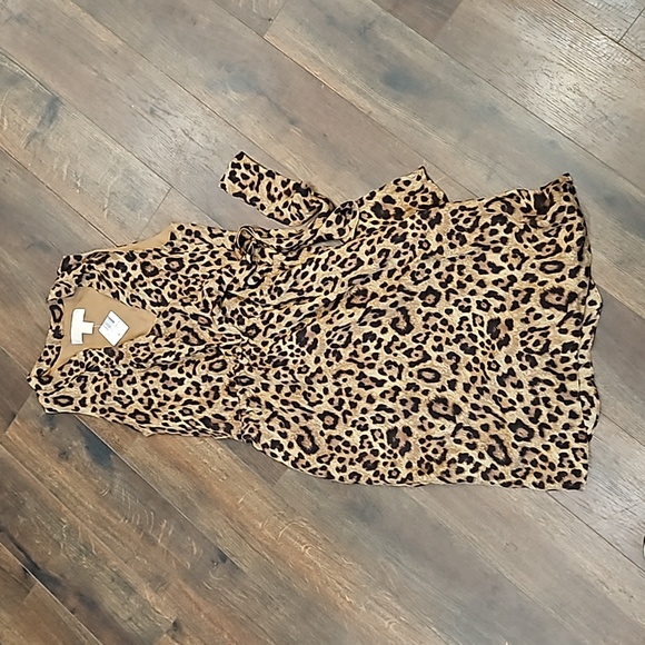 NWT Michael Kors Leopard Print silk Faux Wrap Dress 2 - Picture 1 of 12